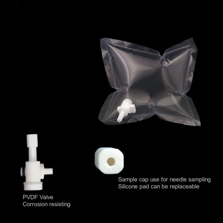 PVF Sampling Bags for Solid VOCs Detection - Single PTFE Valve, 0.5L to 10L, Pack of 20(3L)
