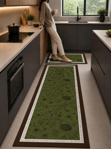 Image of VANZAVANZU KIMEE Non-Slip Kitchen Rug Runner, Machine Washable Floor Mat for Hallway Laundry Room and High-Traffic Areas, Soft Cushioned Comfort Standing Mat with Durable Rubber Backing