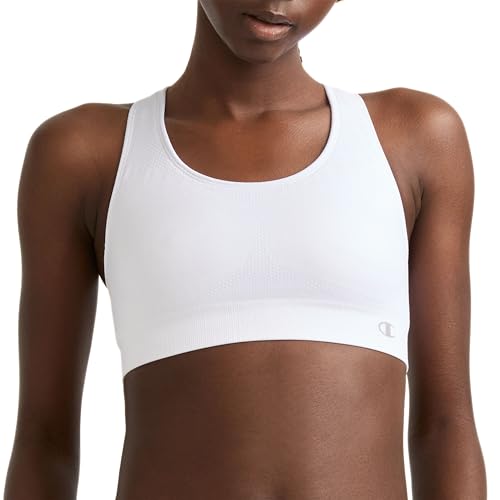 Champion Women's Freedom Seamless Racerback Sports Bra Bra, -white, Large