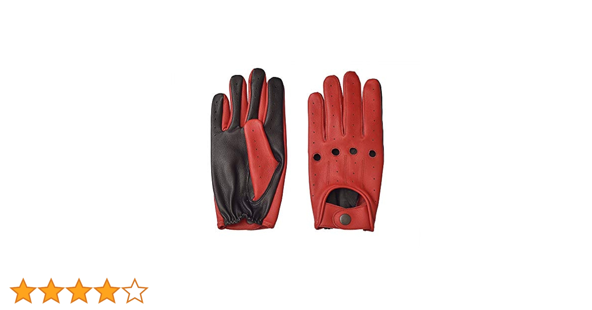 Men's Two-Tone Unlined Leather Driving Gloves in Red and