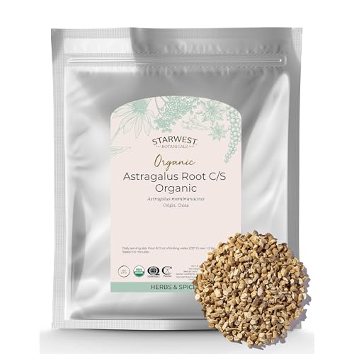 Starwest Botanicals Organic Astragalus Root - Dried Herb for Tea, Natural Immune Support, Cut & Sifted, Promotes Wellness, Certified Kosher, Non-GMO- Bulk 1 lb Bag