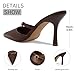 femflame Kitten Heels Mules Chocolate Pointed Toe for Women Slingback Sandals Dress Slip on Stiletto Heels Pumps PU Leather with Fashion Metal Buckle Strap for Party Daily Dressy