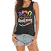Hocus Pocus Halloween Tank Tops for Women Funny Sanderson Sisters Graphic Tee Racerback Sleeveless Shirts (Dark Grey, Small)