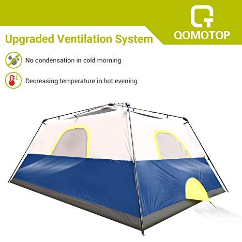 OT QOMOTOP Tents, 8 Person 60 Seconds Set Up Camping Tent, Waterproof Pop Up Tent with Top Rainfly, Instant Cabin Tent, Advanced Venting Design, Provide Gate Mat