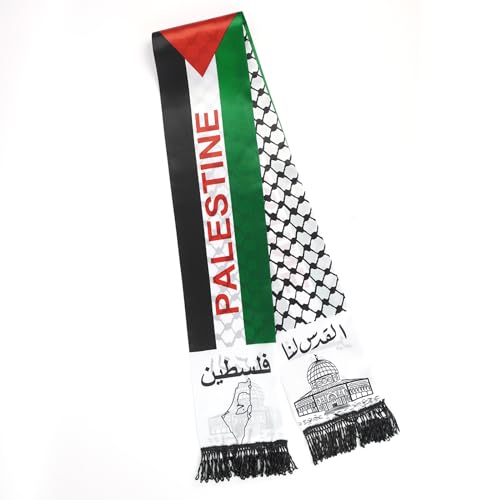 FINDAT 2 Pack Palestine Flag Scarf - Silk Palestinian Scarf - Arab Gifts - 6 X 53 Inch