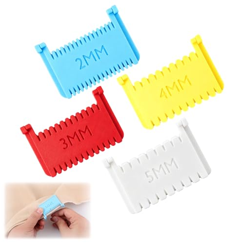4pcs Clip-On Sewing Ruler Hand Edge Stitch Lock and Sewing Gauge for Even Stitches Quilting Templates with 2mm 3mm 4mm 5mm Spacing