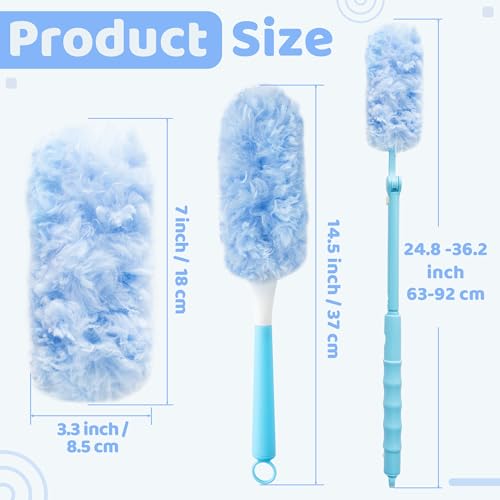 Image of 360 Dusters Refills for Cleaning - 80 Count Disposable Feather Duster Kit with 2 Handles, Multi-Surface Microfiber Feather Dusting Cleaner for Furniture Blinds Windows Ceiling Fans (Blue)