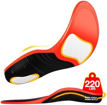 Medilax 220+lbs Plantar Fasciitis High Arch Support Insoles Men Women – Orthotic Shoe Inserts for Foot Pain Relief – Work Boot Shoe Insole – Standing All Day Heavy Duty Support (M, Black)