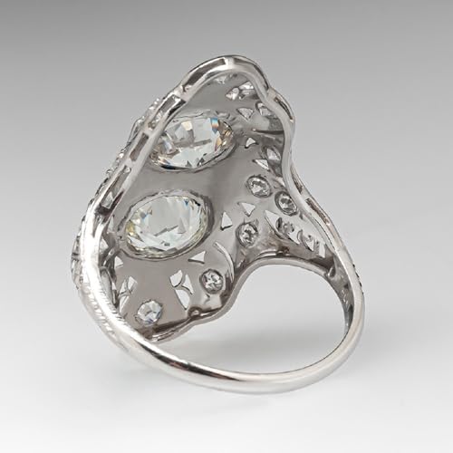 Art Deco Antique Boho Vintage Style Infinite Elements Pave Cubic Zirconia Antique Round-Cut and Created Sapphire Ring Women Long Full Finger Wedding Jewelry Size 6-10(8)4