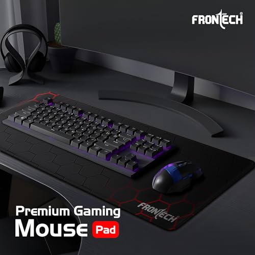 Image of FRONTECH Premium Extended Gaming Mouse Pad | Anti-Slip Rubber Base | Water & Spill Resistant | Stitched Edges | Ultra-Smooth Surface for Gaming & Office (Black /Red) MSP-0060