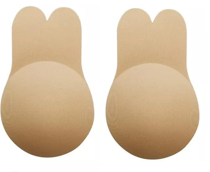 Women Push-Up Bra for Self Adhesive Silicone Strapless Invisible Bra Reusable Sticky Breast Lift Up Tape Rabbit Bra Pads(Bra Reusable Push UP/Lift UP Bra) Beige
