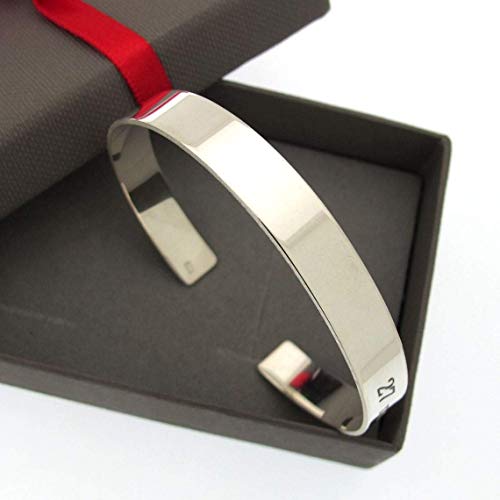 Sterling Silver Cuff Bracelet Mens Personalized Cuff - Custom Anniversary Gift For Men, Groomsmen Present - Me'ns Jewelry - Id Bracelet - Inspiration Quote Cuff For Men - Fathers Day Gift #TOP6