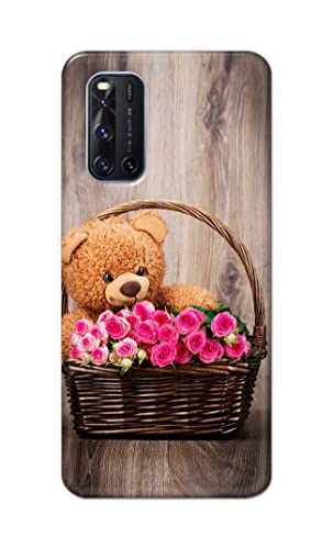 Image of PRINTFIDAA Roses and Teddy Bear in The Wicker Hard Back Cover for Vivo V19 Back Cover -(P6) KAT1004