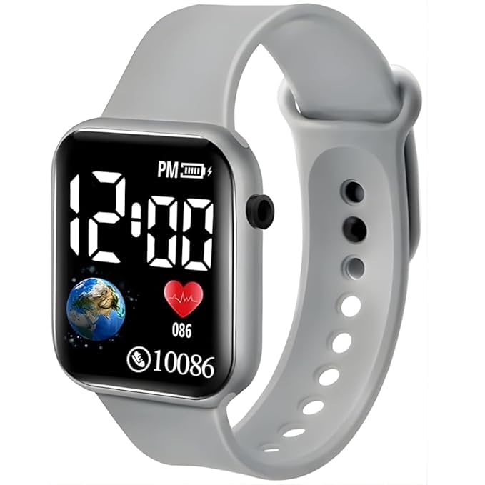 Image of XENTON Kids Digital Watch for Boys & Girls | LED Display Wrist Watch | One Touch Time & Date Display | Adjustable Strap | Lightweight Casual Watch for Kids Boys (Gray)
