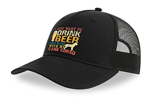 Casquette de camionneur en coton Cane Corso noir ajustable avec filet respirant