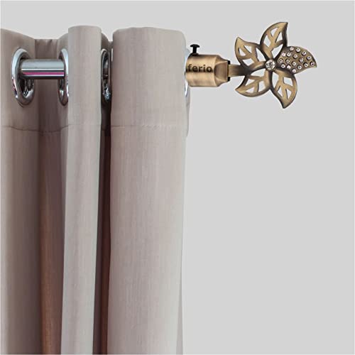 Image of FERIO Brass Finish Zinc and Diamond Curtain Finials for Door and Window Accessories 1 inch Rod Set of 1 (2 Pcs) Curtain Brackets /Holders for Home Decor