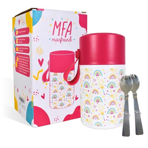 Marfrand Termo Bebe. Termo Comida Bebe. Termo Comida Caliente. (550 CC). Termo Papilla Bebe. Aislada Acero Inoxidable. Termo Papillero Bebe para Solidos y Liquido. Unicornio