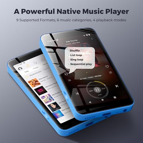 Image of 160GB innioasis G5 MP3 Player with Bluetooth and WiFi, MP3 Player with Spotify, Spotify Kids, Pandora, Play Store, Parental Manager App, Calm, 4 inch HD Full Touch Screen MP4 Music Player for Kids (Blue)