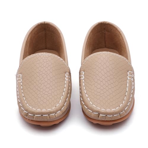 Image of Boys Loafers PU Leather Slip-On Toddler Dress Shoes Non-Slip Sole Kids Moccasins for School Events and Daily Wear