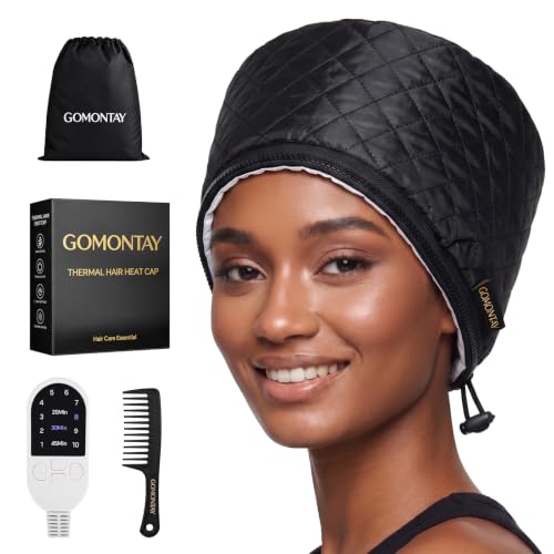 Hair Steamer for 4C Hair, Deep Conditioning Heat Cap with 10 Heat Levels & 3 Timer Settings, Fast Heating, Waterproof Detachable Liner, Auto Shut-Off – GOMONTAY