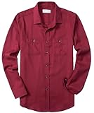 EOUOSS Men's Flannel Shirts Long Sleeve Button Down Shirts for Men Regular Fit Casual Shirt Jacket with Pockets Jam Red Medium