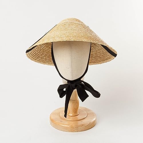 Portable Sun Hat Straw Weaving Traditional Cap for Kids Sunproof Cone Hat with Adjustable Chin Rope4
