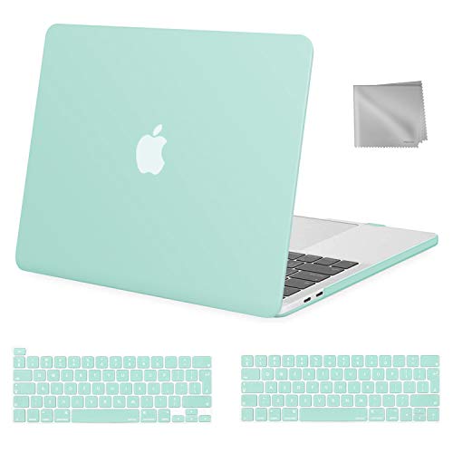 MOSISO Funda Dura Compatible con 2020 2019 2018 2017 2016 MacBook Pro 13 Pulgadas A2289 A2251 A2159 A1989 A1706 A1708, Plástico Rígido Carcasa&Cubierta de Teclado&Paño Limpieza,Menta Verde