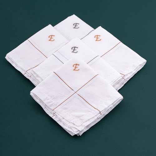 Image of CROSSLINE Men's Initial Monogram (A-Z) Embroidery 100% Pure Cotton Handkerchief | White Base With Colored Border | Handkerchiefs For Men Cotton Soft - (Pack of 5)