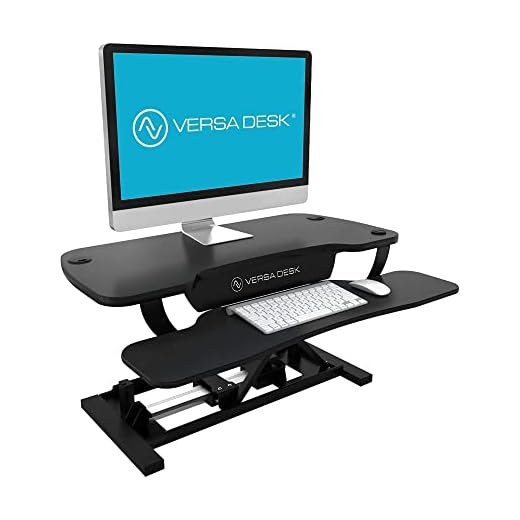 VERSADESK PowerPro Electric Height-Adjustable Desktop Riser, 40" Standing Desk Converter, Sit to Stand Desktop, Keyboard Tray, USB Charging Port, Black
