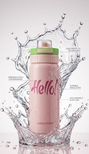 Image of Water Bottle with Straw Lid | Leakproof BPA Free Sipper Bottle for Girls and Boys | Reusable Drinking Bottle for School, Gym & Travel (600ml) (Pink)