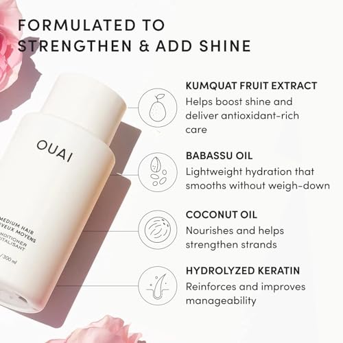 Image of OUAI Medium Hair Shampoo & Conditioner Set, Travel Size - Hydrating Shampoo & Conditioner - With Coconut Oil, Babassu, Kumquat Extract & Keratin - Sulfate, Paraben & Phthalate Free (3 Oz)