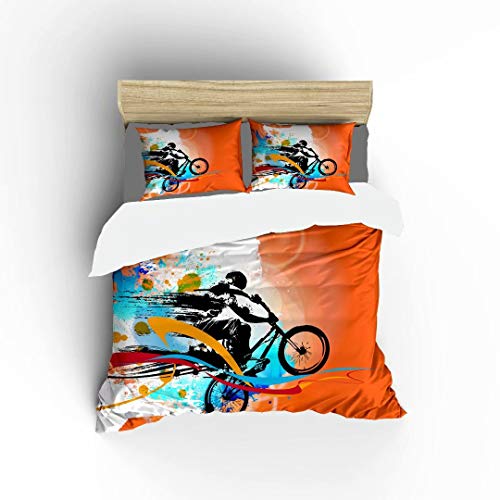 FlowerFish BMX Rider Ultra Soft Bed Set Lightweight Brushed Microfiber Fabric Bedroom Decor Best Gift for Bedroom -1Duvet Cover + 2Pillowcases, Full Size FlowerFish BMX Rider Ultra Soft Bed Set Lightweight Brushed Microfiber Fabric Bedroom Decor Best Gift for Bedroom -1Duvet Cover + 2Pillowcases, Full Size