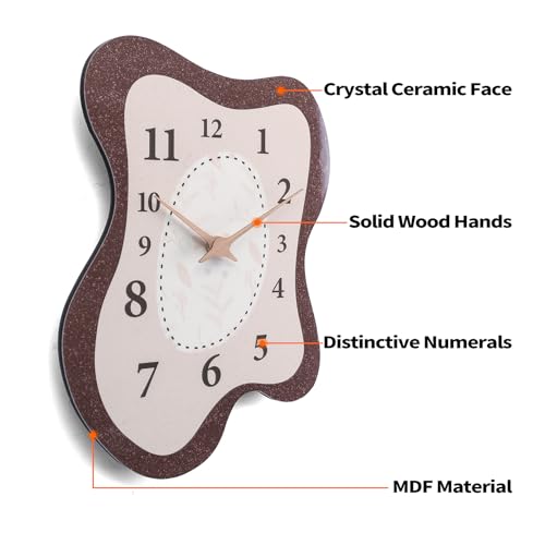 Mid Century Irregular Shape Retro Wall Clock,14 x 10 Inch, Brown - Image 2