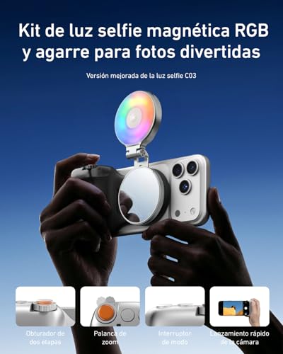 Kit Creator TELESIN con luz selfie RGB 4 en 1 y mango móvil compatible iPhone 2