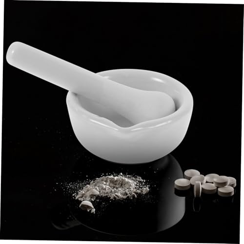 Set 2 morteros porcelana con mano para cocina y laboratorio miniatura 3