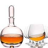 Imperial - Jarra de coñac con tapón de cristal y 6 vasos de coñac, cristal Crystalline, jarra de 600 ml, cristal de coñac, 520 ml, hecho a mano