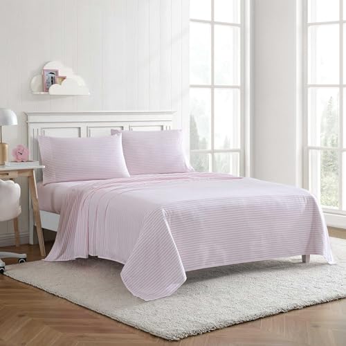Image of Eddie Bauer Kids - Queen Sheet Set, Ultra-Soft Microfiber Bedding with Fully Elastic Fitted Sheet, Kids Bed Set with Pillowcases, Easy Care Bedding (Little Stripe)