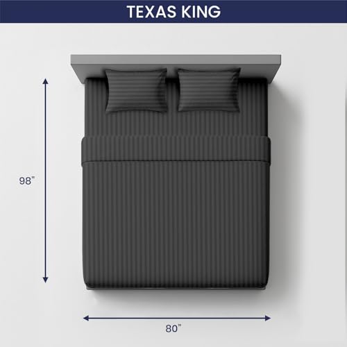 Image of SGI 80 inchx98 inch 4 Pc Texas King Sheet Set 600 TC 18 inch Deep, Dark Gray Stripe