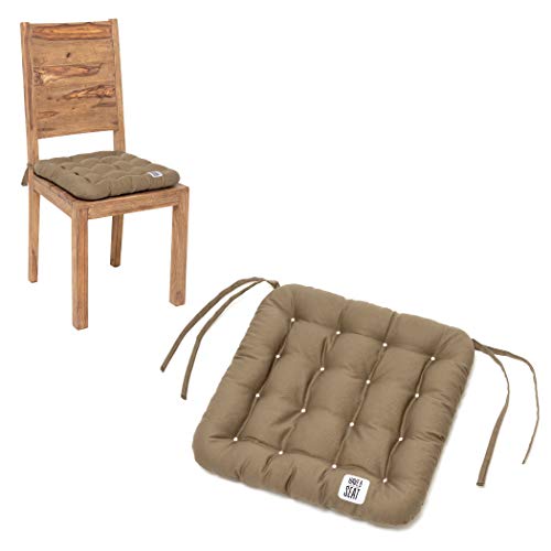 HAVE A SEAT Luxury - Sitzkissen 40x40 cm (6 St.) - bequemes Stuhlkissen, orthopädisch, waschbar bis 95°C, Trockner geeignet, farbecht - Made in Germany - (40x40 cm - 6er Set, Goldbraun)
