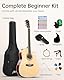 Moukey 41 in Acoustic Guitar kits for Beginners Adults 4/4 Guitarra Acustica with Chord Poster, Gig Bag, Tuner, Steel Strings, Capo, Strap, Natural