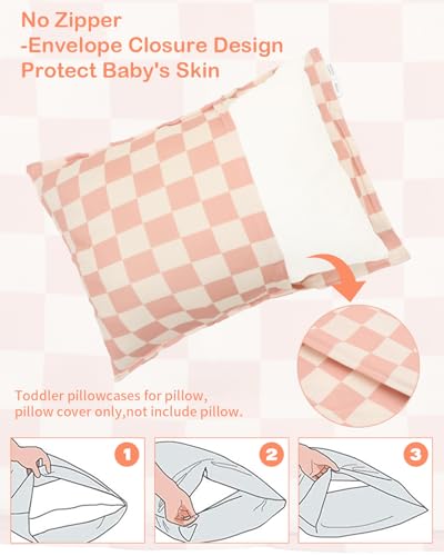Image of ALVABABY Toddler Pillowcases Stretchy Soft Fit 13 inchx 18 inch or 12 inchx16 inch Kids Pillow Cover Envelope 2 Pack for Girl Boy Travel