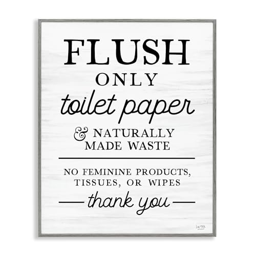 Cadre Flush Only Toilet Paper Rules Stupell Industries 28 x 35,6 cm