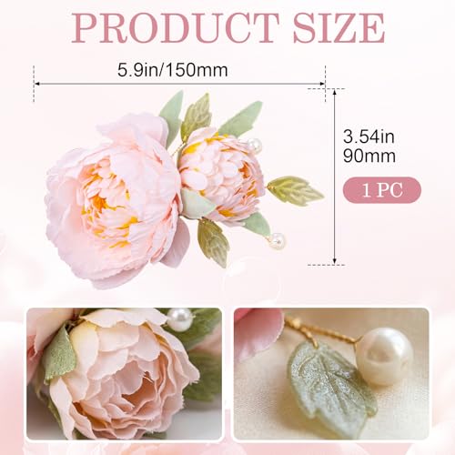 Broche floral rosa PAGOW para cabello miniatura 3