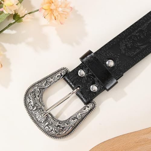Western Belts for Women Men Country Carving Big Buckles Chunky Vintage Western Belts Y2k for Gift4