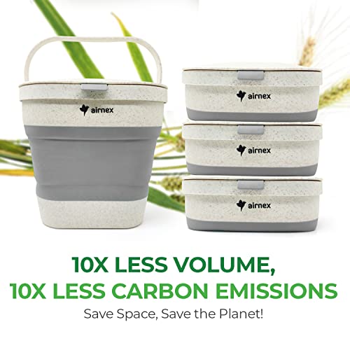 Airnex Collapsible Countertop Compost Bin With Lid - 1 Gallon Food Waste Bin For Kitchen Made Of Wheat Straw - Odor Free Indoor Compost Bin For Kitchen With Compostable Trash Bags And Carbon Filters #TOP4