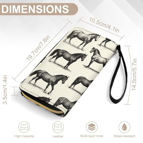 Women's Wild Horse Grey PU Leather Wallet, Large Capacity, Credit Card Holder, Coin Pocket, Ideal for Everyday2