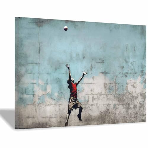 Décoration murale haut de gamme TERUEA, tableau graffiti moderne bleu 40x60cm encadré
