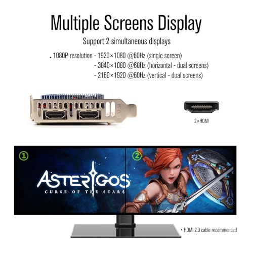 Image of R5 230 2GB DDR3 Low Profile Graphics Card | Dual HDMI 1080P,PCIe 2.0 x16,Support Splicing Mode 20 Watts