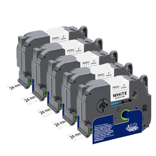 5PK 24mm TZ���x���v�����^�[�p�̌݊����̂���ID�e�[�vTZEFX251 TZEFX651 Flexible TZE Tapes(Black on White)