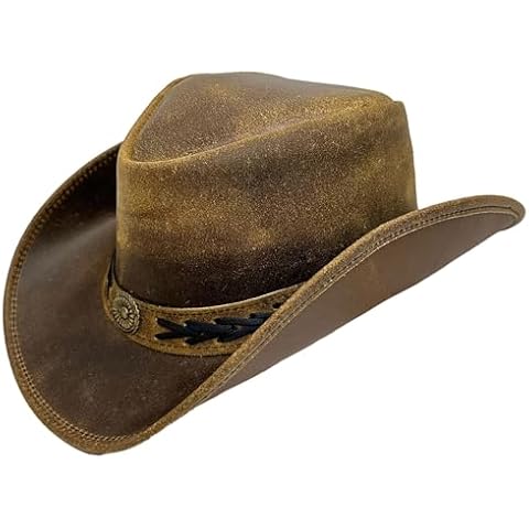 strength zones Leather Cowboy hat for Men & Women Durable Handcrafted Lightweight Shapeable Western Hats for Men (US, Alpha, Medium, Tan) Cover